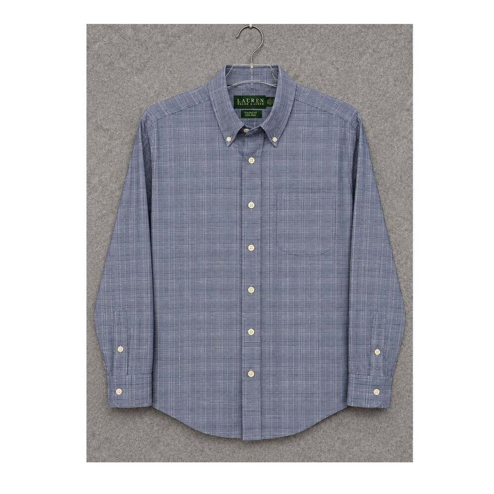 Lauren Ralph Lauren Classic Fit Non Iron Shirt Mens 16.5 34/35 Blue Glen Plaid